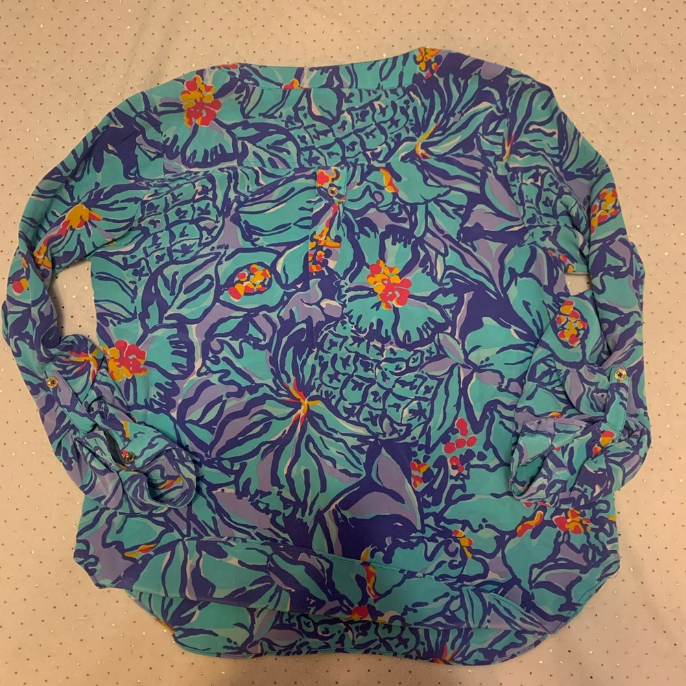 Lilly Pulitzer long sleeve silk top
